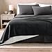 Bare Home Sherpa Fleece Blanket - Full/Queen Size - Blanket for Bed, Sofa, and Couch - Warm & Lightweight - Fluffy & Soft - Reversible (Full/Queen, Black)