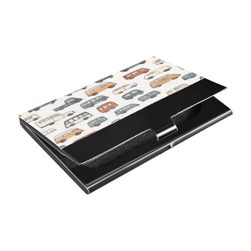 Ttgoth Portatarjetas de visita de vehículo de dibujos animados para hombres y mujeres, piel sintética y acero inoxidable, funda para tarjetas de identificación, para viajes y trabajo, a, 9.3x5.8x1 cm