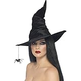 Ideal zu Karneval & Fastnacht NET TOYS Hexenhut mit Spinne Halloween Hut Schwarz Hexen Hut Spinnenhut Hexen Accessoires Kostüm Zubehör Walpurgisnacht Halloweenhut Spitzhut Karnevalshut