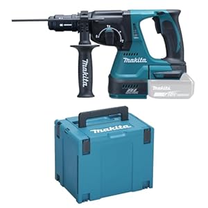 Makita Akku-Kombihammer für SDS-Plus 18 V im Makpac ohne Akku/Ladegerät DHR243ZJ, Schwarz, Blau