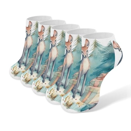 Animals And Gifts Ankle Socks for Men & Women, 5 Pairs Breathable Soft Low Cut Socks, Stretch Sweat Wicking Sox
