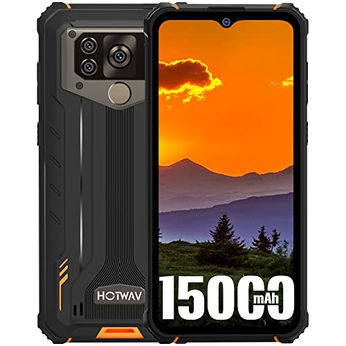 HOTWAV W10 Pro Móvil Resistente 2022, 6,53" HD+15000mAh batería Movil Irrompible,6GB+64GB(Extendido a 1TB),IP68 Teléfono Robusto Antigolpes Android 12, Cámara Gran Angular 8MP, Dual SIM/Face ID/OTG Cover