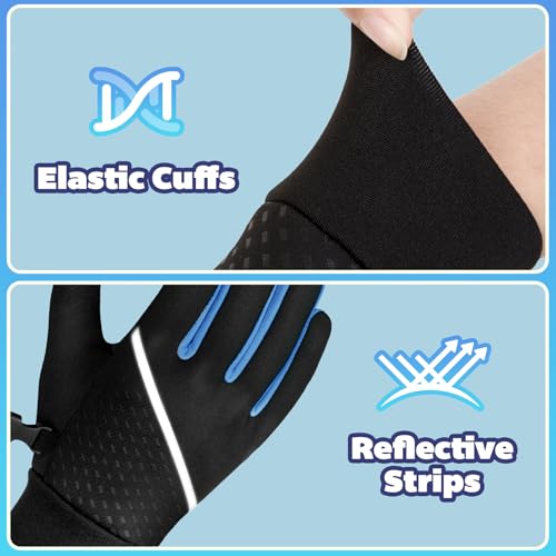 Image of OOPOR Winter Warm Running Kids Gloves - Cold Weather Thermal Bike Snow Ski Sports Mittens Aged 4-12 Boys Girls