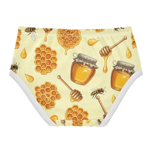 Girls Briefs, Orange Bees Toddler Panties, Girls Underwear Cotton, 2T–8 Years2