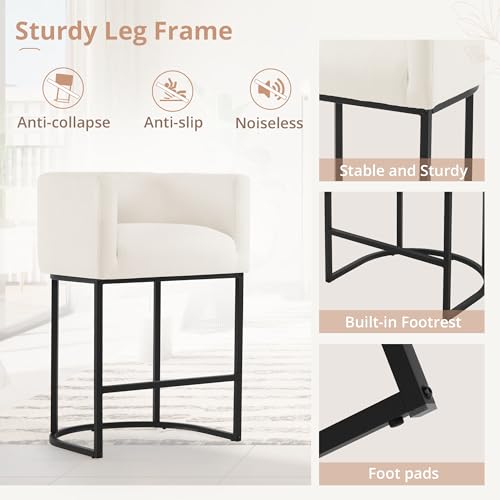 Modern 27 Counter Stools Set of 2 for Kitchen Island, Beige