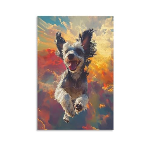 Peinture sur toile Terrier du Yorkshire grand format 50x75cm cadre mural maison