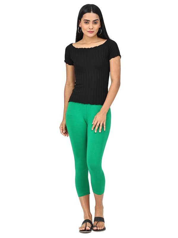 Image of Robinbosky Premium Stretchable Cotton Capri Legging for Women | Suitable for Formal wear & Casual wear | High-End Elastic Makes. The Leggings Squat Proof and Durable for Travel, Yoga, & Workout.
