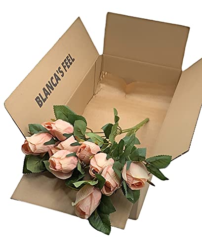 Ramo de Flores Rosa capullos Artificiales Vintage para decoración del hogar, Bodas, Fiestas (Salmon) Cover