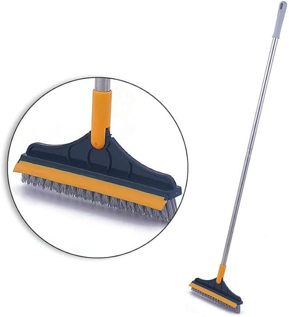 Floor Scrub Brush, Bathroom Hard Bristle Brush with 120° Rotating Brush