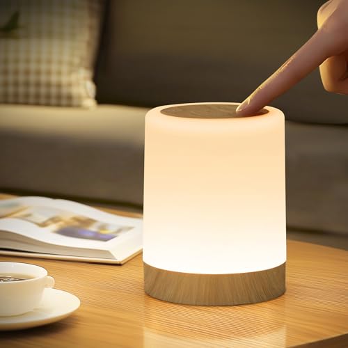 Bonsery Nachttischlampe Touch Dimmbar 256 Farben & 3 Modi, Stilllicht ohne Kabel mit Timing & Memory, LED Touch Lampe Nachtlampe USB Aufladbar mit Hook für Wohnzimmer Kinderzimmer Camping