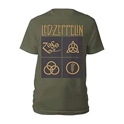 Tee Shack LED Zeppelin Gold Symbols & Black Squares Officiel T-Shirt Hommes Unisexe - Les Beatles, Paul McCartney, John Lennon, RIngo Starr, George Harrison