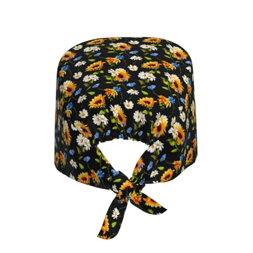 Image of Surgical Caps Men Women, Scrub Cap with Sweatband Adjustable | Tie Back Nurse Cap, Nursing Breathable Working Hat, Scrub Cap, Medical Hats