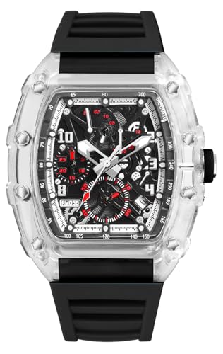 Montre à quartz pour homme étanche avec affichage de la date et cadran transparent