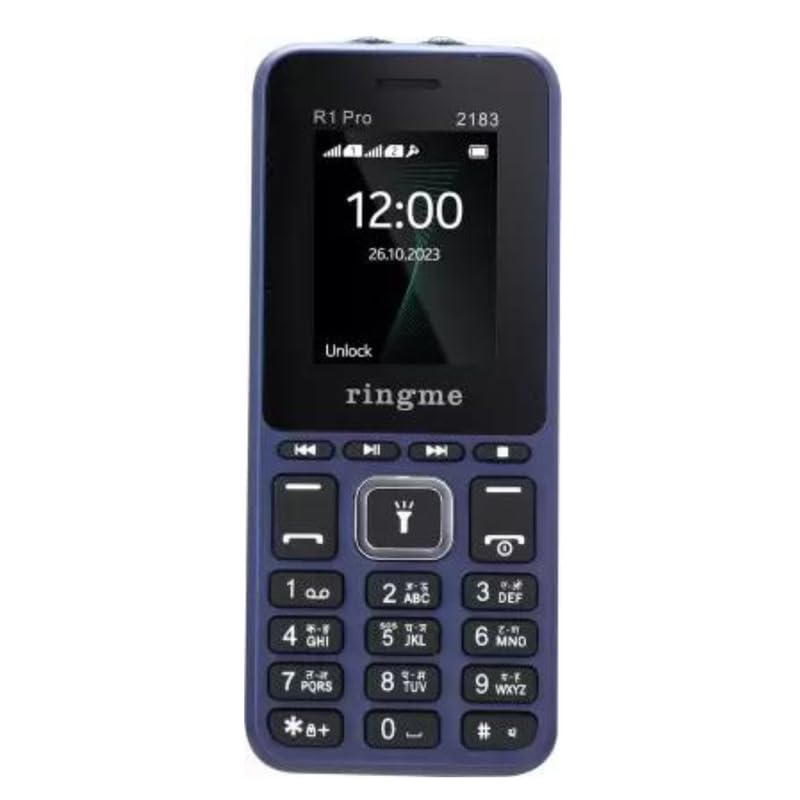 Image of Ringme R1 PRO 2183 Keypad Mobile Phone 32 MB RAM 4.5 cm (1.77 inch) Display 0.3MP Rear Camera, Long Lasting 1000 mAh Battery Basic Mobile Phones (Blue, Black)