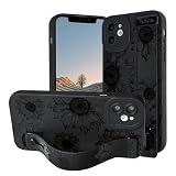 NITITOP Compatible with iPhone 11 Case Cute Floral Sunflower for Women Girls with Wrist Adjustable Hand Strap Kickstand Grip Holder Soft TPU Slim Protection Phone Cover - Black