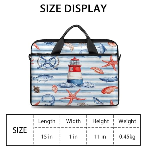 Funda para laptop Nautical Lighthouse Starfish de 15 pulgadas, maletín delgado para computadora portátil con correa para hombro, maletín ejecutivo para mujeres y hombres, bolso mensajero para trabajo, oficina y viajes miniatura 2
