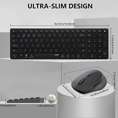 RAPOO 9350m C-Type Rechargeable Bluetooth Wireless Multi-Device (4 Devices) Keyboard Mouse Combo for Windows/Apple/Android Tv, Spill-resistant, Numpad, Pc/Mac/Laptop/Tablet - 3 Years Warranty DarkGrey RAPOO 9350m C-Type Rechargeable Bluetooth Wireless Multi-Device (4 Devices) Keyboard Mouse Combo for Windows/Apple/Android Tv, Spill-resistant, Numpad, Pc/Mac/Laptop/Tablet - 3 Years Warranty DarkGrey