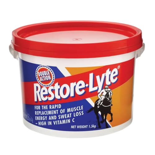 Equine Products Restore-Lyte Clear 1.5 kg. Electrolyte for The Rapid Replacement Of Energy And Sweat Loss. High In Vitamin C With Energy Source