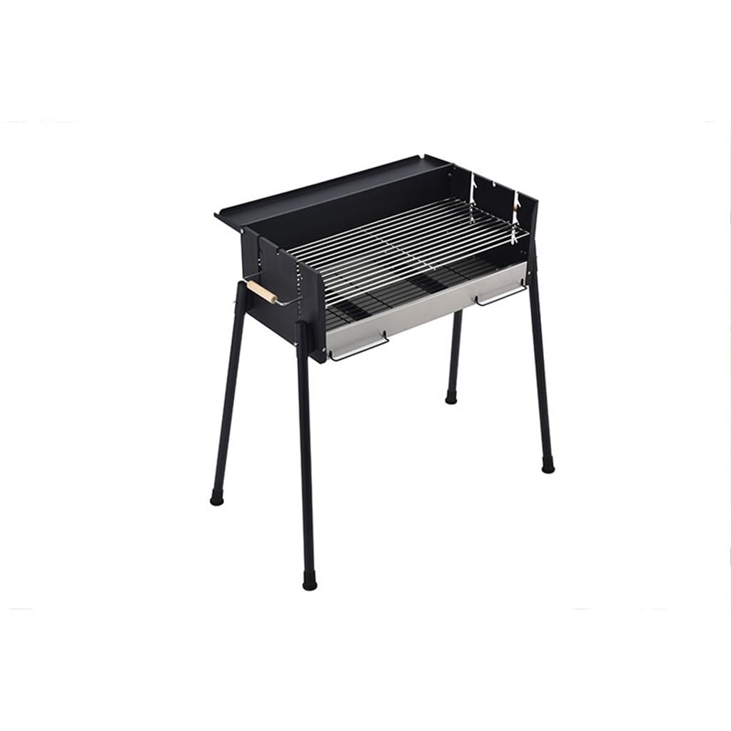 Parrilla para Barbacoa, Barbacoa para Exteriores, Barbacoa para el hogar, Parrilla de carbón Plegable, Tenedor, Utensilios para Barbacoa, Pescado a la Parrilla, Gris CLAR
