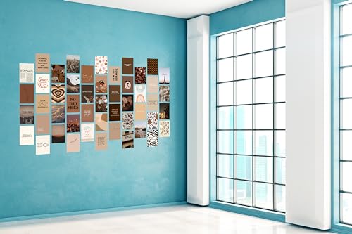 Image of Craft Qila Cardstock 54 Peel-N-Stick Brown Wall Collage Kit Posters - 4 X 6 Inches Wall Decor Poster - Wall Art For Bedroom, Living Room, Office - Glue Dots Included