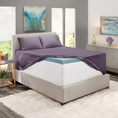 Image of Nestl Twin Size Sheet Set, 4 Piece Extra Deep Pocket (18-24 inches), Microfiber, Hotel Luxury, Soft, Breathable, Wrinkle-Free, Easy to Care, Grayish Purple