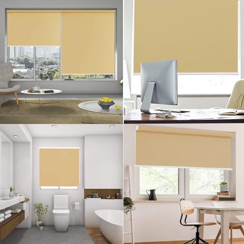 Store occultant isolant thermique sans perçage 110x170cm jaune sable - 3