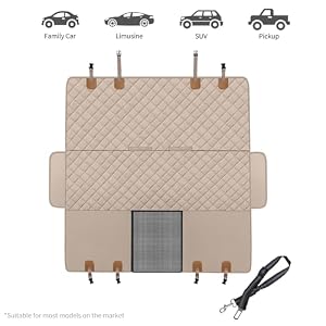 Dog Back Seat Cover Protector for Cars SUV and Trucks with Mesh Window, Scratchproof Nonslip and Waterproof Material Upgraded Version with Dog Leash(Dark Khaki) Dog Back Seat Cover Protector for Cars SUV and Trucks with Mesh Window, Scratchproof Nonslip and Waterproof Material Upgraded Version with Dog Leash(Dark Khaki)