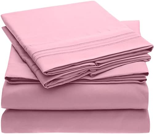 Mellanni Queen Sheet Set - Hotel Luxury 1800 Bedding Sheets & Pillowcases - Extra Soft Cooling Bed Sheets - Deep Pocket up to 16 inch Mattress - Wrinkle, Fade, Stain Resistant - 4 Piece (Queen, White)