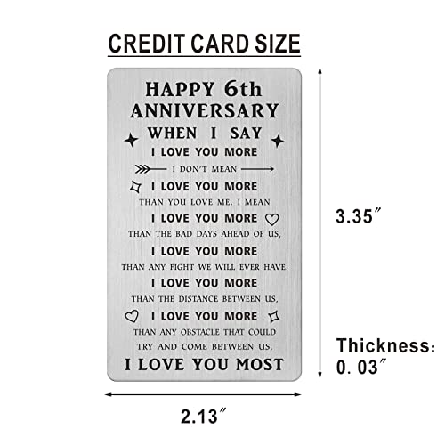 Sousyokyo 6 Year Anniversary Card Gifts For Him Her, Personalized 6Th Wedding Anniversary Present Gift For Men Women Husband Wife, Happy 6Th Anniversary Decorations Wallet Card #TOP1