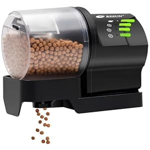 Ycozy Automatic Fish Feeder for Aquarium Auto Food Dispenser with Timer for Small Tank, Aquariums – Battery/Plug-in Powered Feeders for Goldfish/Koi/Turtle, Resun AF2020