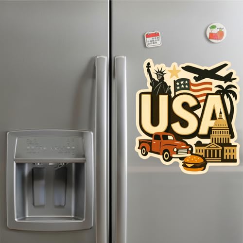 Image of Souvenir Fridge Magnet | 4x3 Inch Collectible Travel Decor | Strong & Durable Refrigerator Magnet with Iconic Landmarks for Travelers (USA)