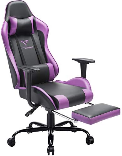 Vitesse Gaming Chair with Footrest Racing Style Computer Office Chair Adjustable Swivel Ergonomic PC Desk Bucket Seat Chair with Lumbar Support and Headrest(Purple)