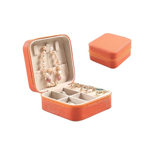 Gooddyiyukey Mini Jewelry Travel Case, Lightweight Leather Portable Zipper Small Jewelry Box for Wedding,Birthday,Fashion Small Jewelry Organizer Box for Bracelets,Necklaces,Watch,Earrings,Rings