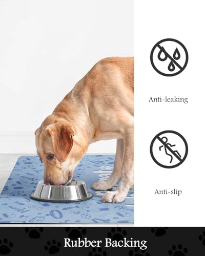 Image of Pet Feeding Mat-Absorbent Dog Mat for Food and Water Bowl-No Stains Quick Dry Water Dispenser Mat-Dog Accessories Pet Supplies-Bowl for Messy Drinkers(PAW,17 inchx28 inch