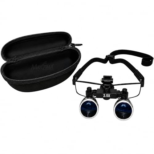 Image of MAXZIMA Dental Surgical Loupe, 2.5X Magnification, for ENT, Ophthalmic and Microsurgical Procedures, with Carrying Case