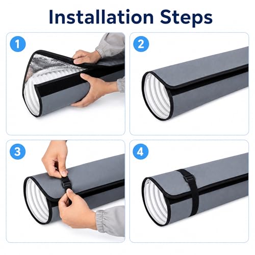 Image of Tlswshsy Oxford Cloth Air Conditioner Hose Cover, Insulated AC Hose Sleeve with 4 Adjustable Buckles, Portable Air Conditioner Exhaust Wrap for 5''-5.9 inch Diameter Exhaust Duct Vent (Dark Gray)