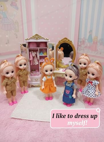 Image of SHAKTISM Pack of 3 Cuties Doll Set, 17 cm, PVC Non-Toxic Material, Soft Body, Assorted Dress Design