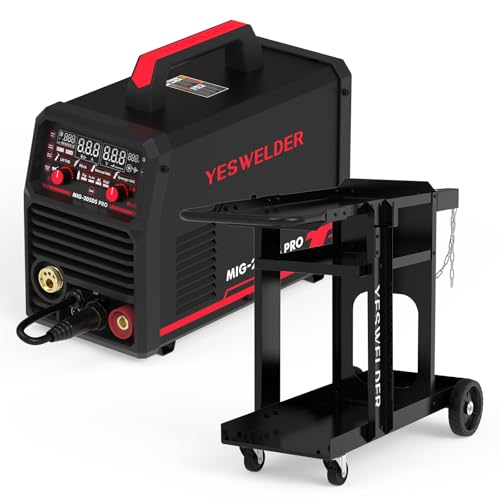 Image of YESWELDER MIG-205DS PRO MIG Welder 5 in 1 Gas MIG/Flux Core MIG/Spool Gun MIG/Lift TIG/Stick & Welding Cart for TIG MIG Welder and Plasma Cutter,Three-Layer Welder Cart
