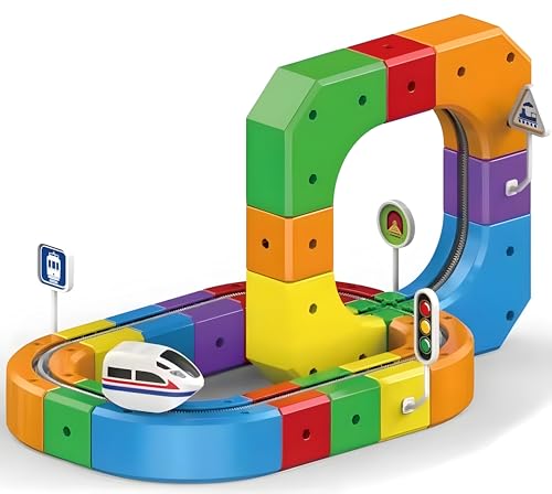 Image of Cable World Electric Train Set, 3D Infinity Track with Flexible Tracks for Kids, Cube Trackss Train- DIY Railroad Block Toys, 51PCS Anti Gravity Race Tracksss with Car, STEM Educational Building Toy