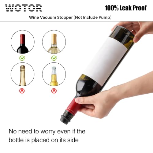Image of WOTOR Wine Stoppers Vacuum, Silicone Wine Saver & Preserver, Reusable Bottle Sealer, Keep Fresh (Black, 12 Pieces) (Pack of 2)