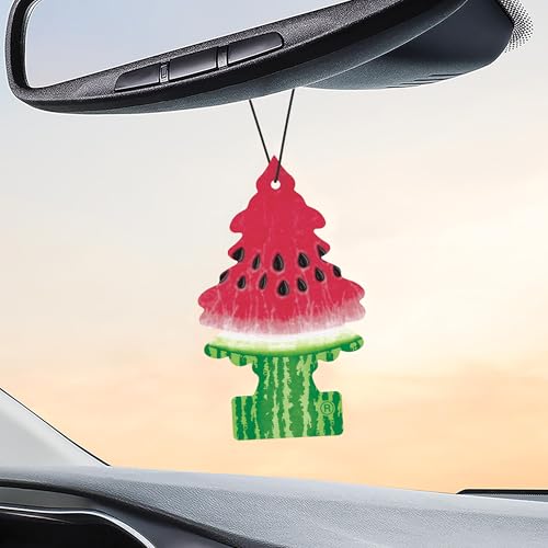 Image of Little Trees Watermelon Air Freshener (Pack of 24) | Tree-Shaped Hanging Design | Ideal For Car, Home, Wardrobes etc | Imported from USA