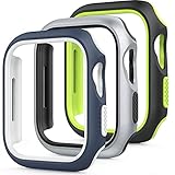 3 Pack Compatible for Apple Watch Case 40mm Series 6 5 4 SE, Double-Layer Color can be Replaced Freely Case Protective Cover Frame Compatible for iWatch 40mm(Blue/White, Black/Green, Silver/Black)