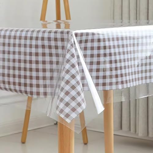 Kesfey 54 x 120 inch Clear Thick Vinyl Table Placemats Protector Tablecloths Rectangle Heat Resistant Plastic Table Cover Waterproof Custom Tablecloths Transparent PVC Sheeting for Dining Barbecue