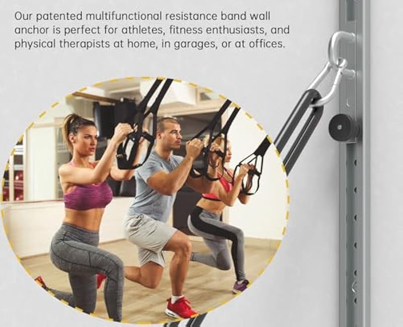 Adjustable Wall-Mounted Anchor Fitness System With Automatic Locking Function£¬ Resistance Band Wall Anchor Exercise Equipment for at Home Gym Fitness Workout,Black
