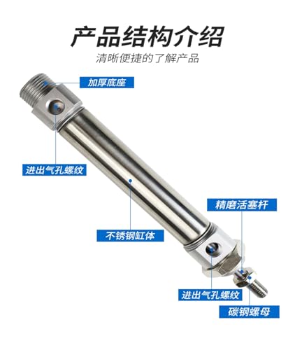 Mini-vérin pneumatique CM2B en acier inoxydable pour l'automatisation industrielle - 3