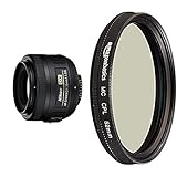 nikon obiettivo nikkor af-s dx 35 mm f/1.8g, nero [versione eu] & amazon basics - polarizzatore circolare - 52mm