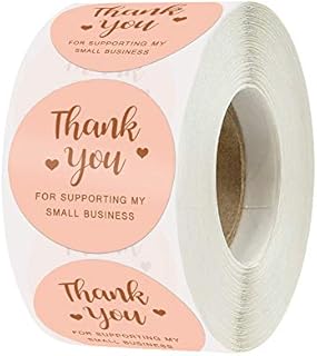 Udewo 500 PCS Thank You for Supporting My Small Business Stickers Label, 1.5 Inch Pink Thank You Stickers Round Sticker Paper Thank You Labels Round Baking Stickers Gold Foil Stickers Adhesive Labels