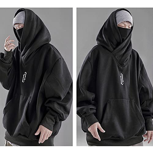Ninja Double Neckline Cotton Pullover Techwear Harajuku Men Hoodie Hip Hop Streetwear Hoodies Sweatshirts3