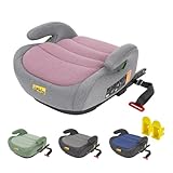 Jovikids ジュニアシート ISOFIX、R129適合 ブースターシート ロングユース、極厚クッション、幼児用車シートと固定ガイド キャップとシートベルトクリップ、125～150cm (ピンク 厚くする)