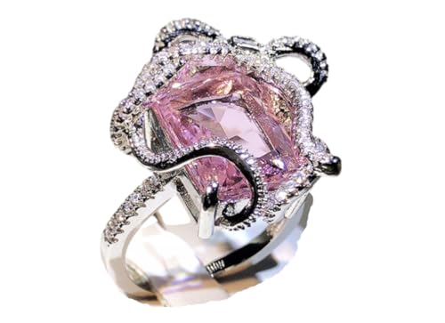 Alliance de fiançailles en argent avec anneaux roses pour femme